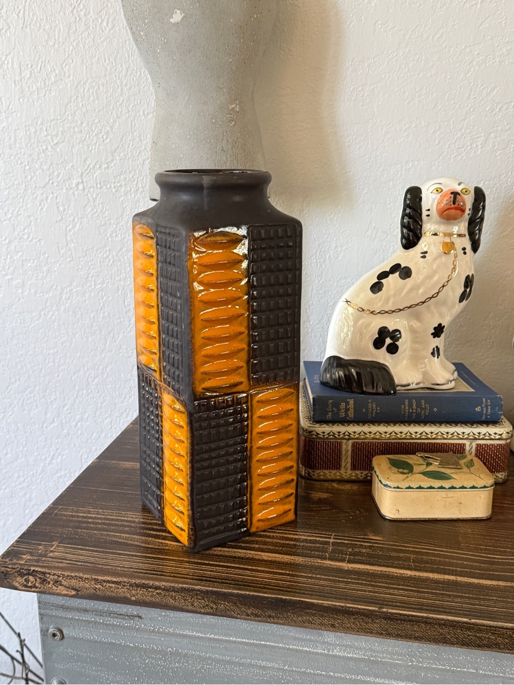 Mid‑Century Carstens West Germany Ceramic Vase – Brown & Orange, 12.5” - Picture 15 of 17